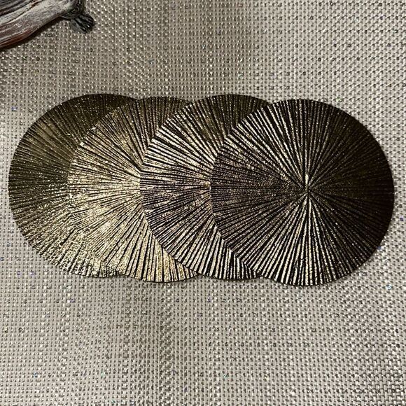 Gold Tone Coaster Set of 4 - Picture 1 of 5